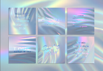 Social Media Quotes Design Layout with Modern Iridescent Holographic Backdrop  