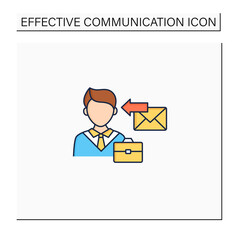 Receiver color icon. Message delivered. Man receive email, letter, message from job. Effective communication concept. Isolated vector illustration