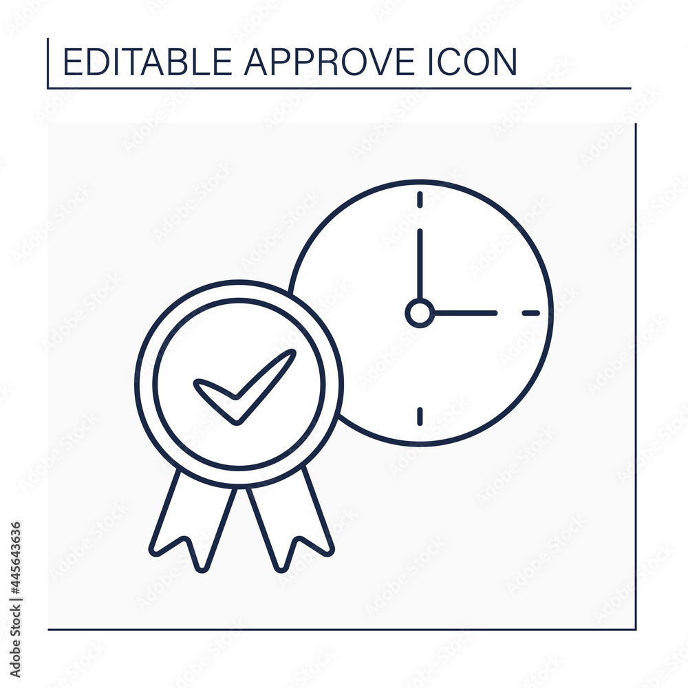 Poster approve time line icon. accept daily routine schedule. time management. confirmed concept. isolated 