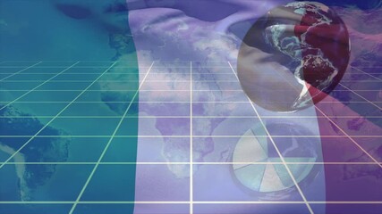 Animation of moving flag of italy over data processing and globe - Powered by Adobe