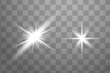 Blue glowing light explodes on a transparent background. Sparkling magical dust particles. Bright Star. Transparent shining sun, bright flash. Vector sparkles. To center a bright flash