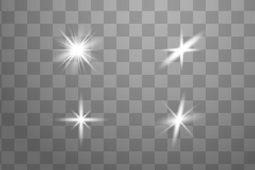 Fototapeta premium Blue glowing light explodes on a transparent background. Sparkling magical dust particles. Bright Star. Transparent shining sun, bright flash. Vector sparkles. To center a bright flash