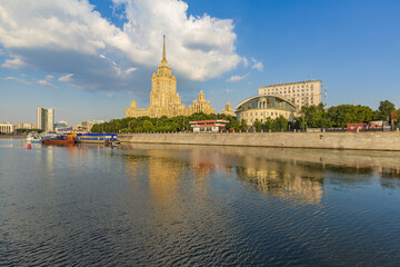 Building of the Hotel Ukraine on the bank of the Moskva River. Stalinist Empire style. Built in...