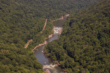 New River and Surrounding Mountains Seen From 1000 Feet up on the Endless Wall Trail in New River Gorge National Park