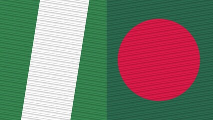 Bangladesh and Nigeria Two Half Flags Together Fabric Texture Illustration