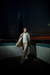 night shooting with young beatiful man  