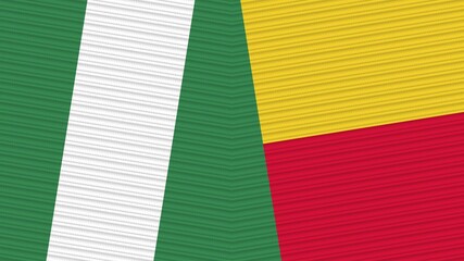 Benin and Nigeria Two Half Flags Together Fabric Texture Illustration
