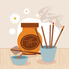 aromatherapy candles and honey