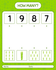 How many counting game with asparagus. worksheet for preschool kids, kids activity sheet, printable worksheet