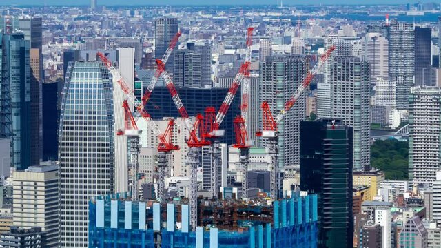 高層ビル・マンション建設現場イメージ　タイムラプス