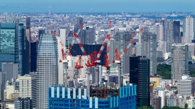 高層ビル・マンション建設現場イメージ　タイムラプス