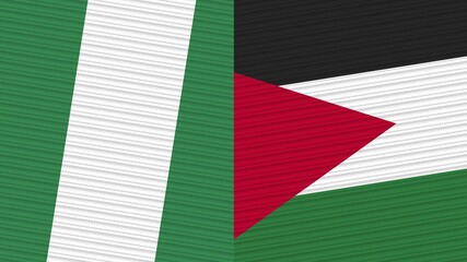 Jordan and Nigeria Two Half Flags Together Fabric Texture Illustration