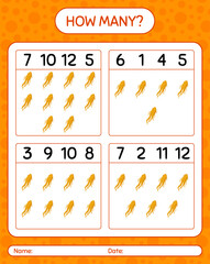 How many counting game with ginseng. worksheet for preschool kids, kids activity sheet, printable worksheet