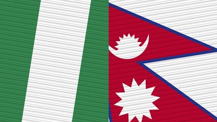 Nepal and Nigeria Two Half Flags Together Fabric Texture Illustration