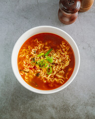 Korean instant noodles with spring onions