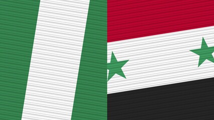 Syria and Nigeria Two Half Flags Together Fabric Texture Illustration