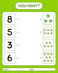 How many counting game with komatsuna. worksheet for preschool kids, kids activity sheet, printable worksheet