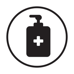 Disinfection. Hand sanitizer bottle icon, washing gel.