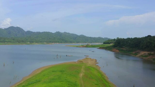 Vajiralongkorn, Wat Saam Prasob, the Sunken drowning Temple in Sangkhlaburi in Kanchanaburi, Thailand