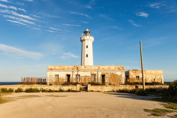Wonderful Sights of Capo Murro di Porco Lighthouse in Syracuse, Sicily, Italy.