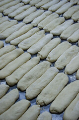 Dough for bread on the counter ready to go into the oven