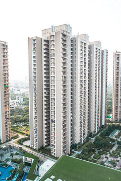 Vertical Shot Of Residential Buildings In Noida, India