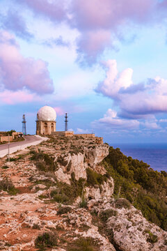Vertical shot of Dingli aviation radar in Malta