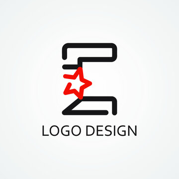 Letter e star for logo company design