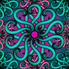 Colorful floral mandalas seamless pattern. Abstract striped back