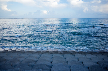 afternoon seaside of pacific ocean in boso peninsula in chiba pref, japan - obrazy, fototapety, plakaty