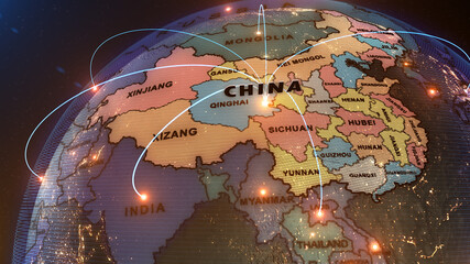 a world map of China, 3d rendering, - 445657245
