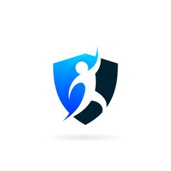 people shield logo, people shape symbol