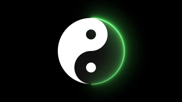陰陽のシンボルと光のラインエフェクト