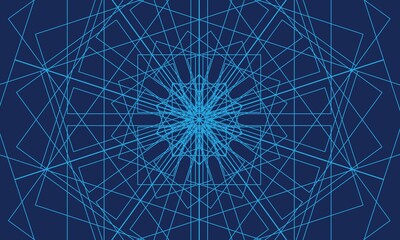 Symmetrical blue thin lines abstract background