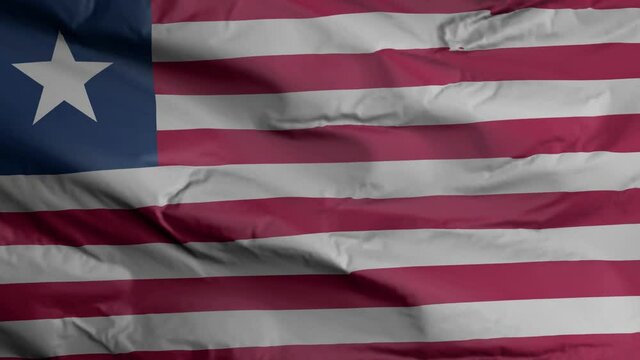 Liberia flag seamless closeup waving animation. Liberia Background. 3D render, 4k resolution