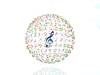 音符の地球 ト音記号 ガラス 細かい CGイラスト横