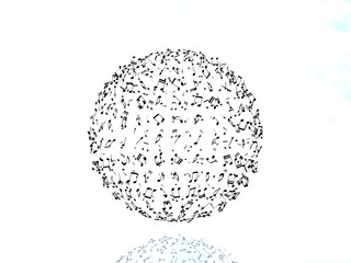 音符の地球 黒 細かい CGイラスト横