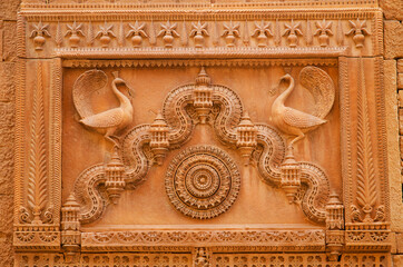 Beautiful sculpture on the wall of Jaisalmer fort