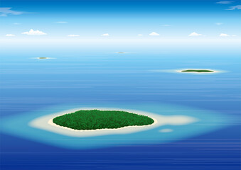 Obraz na płótnie Canvas トロピカルなサンゴ礁の島々のリゾート