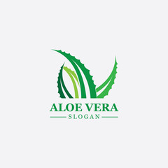 Green plant aloe vera logo vector icon symbol many benefits