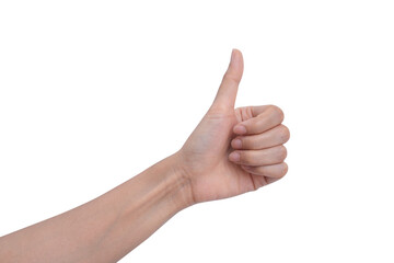 Woman hand in ok sign isolated on white background