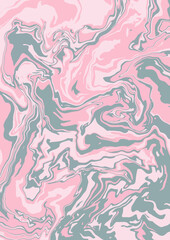 Fluid art texture. Abstract background with swirling paint effect. Liquid acrylic picture that flows and splashes. Mixed paints for interior poster. beige, purple, pink and gray overflowing colors