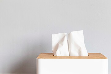 Square white wooden box for tissue paper towels