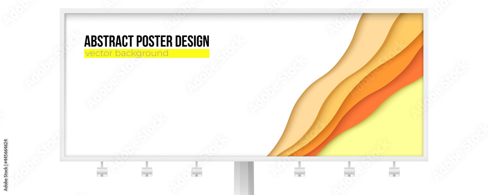 Aufkleber billboard with abstract geometric shapes. paper cut style. multi layered background. vector 3d illus