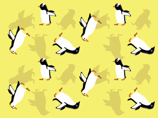 Fototapeta na wymiar Animal Animation Adelie Royal Gentoo Penguin Cartoon Vector Seamless Wallpaper