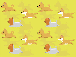 Animal Animation Various Breeds Dog Running Cartoon Vector Seamless Wallpaper Set 1