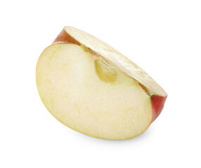 Slice of juicy apple on white background