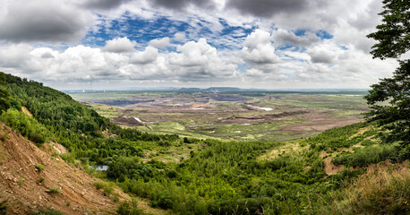 Panorama of surface brown coal mine