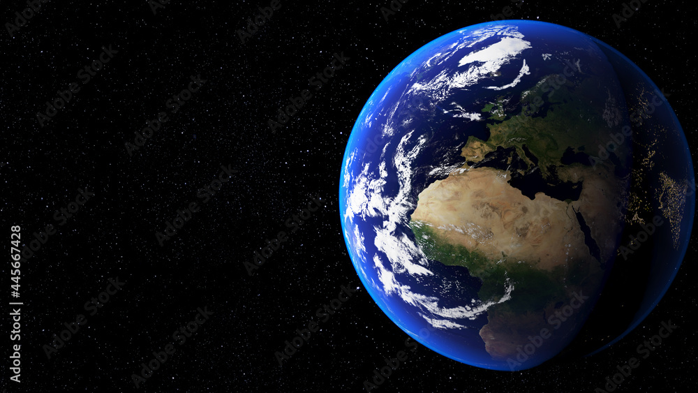 Poster planet earth in space focuses on europe. elements of this image are decorated with nasa 3d rendering