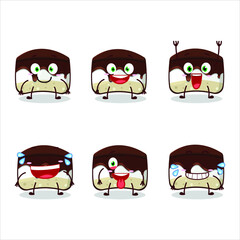Cartoon character of chocolate cake with smile expression. Vector illustration